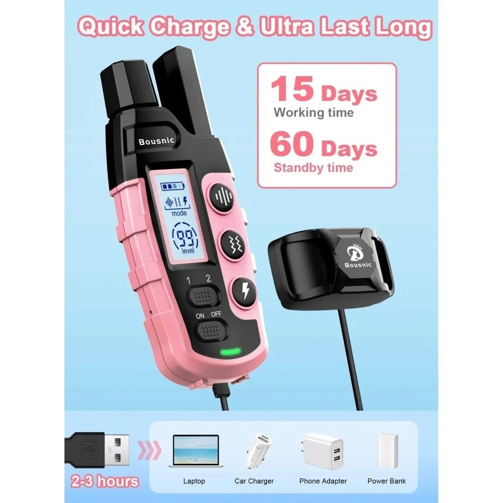 Dog Shock Collar 2 Dogs (5-120Lbs) - 3300 Ft Waterproof Training Collar for Dogs